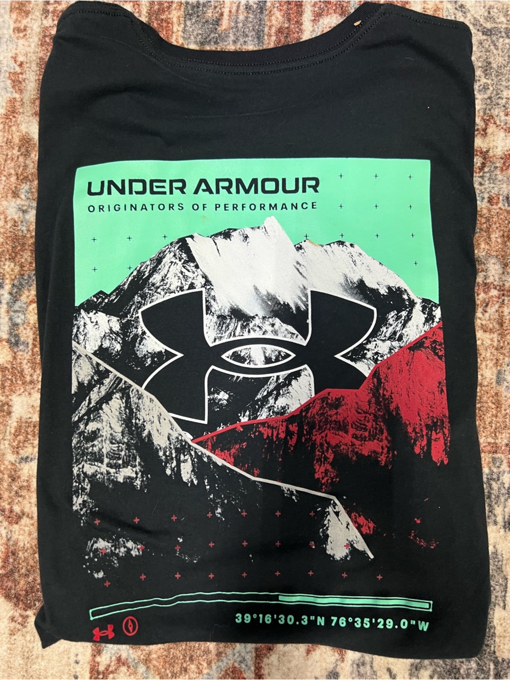 Under Armour Black Graphic Tee with Green & Red Accents